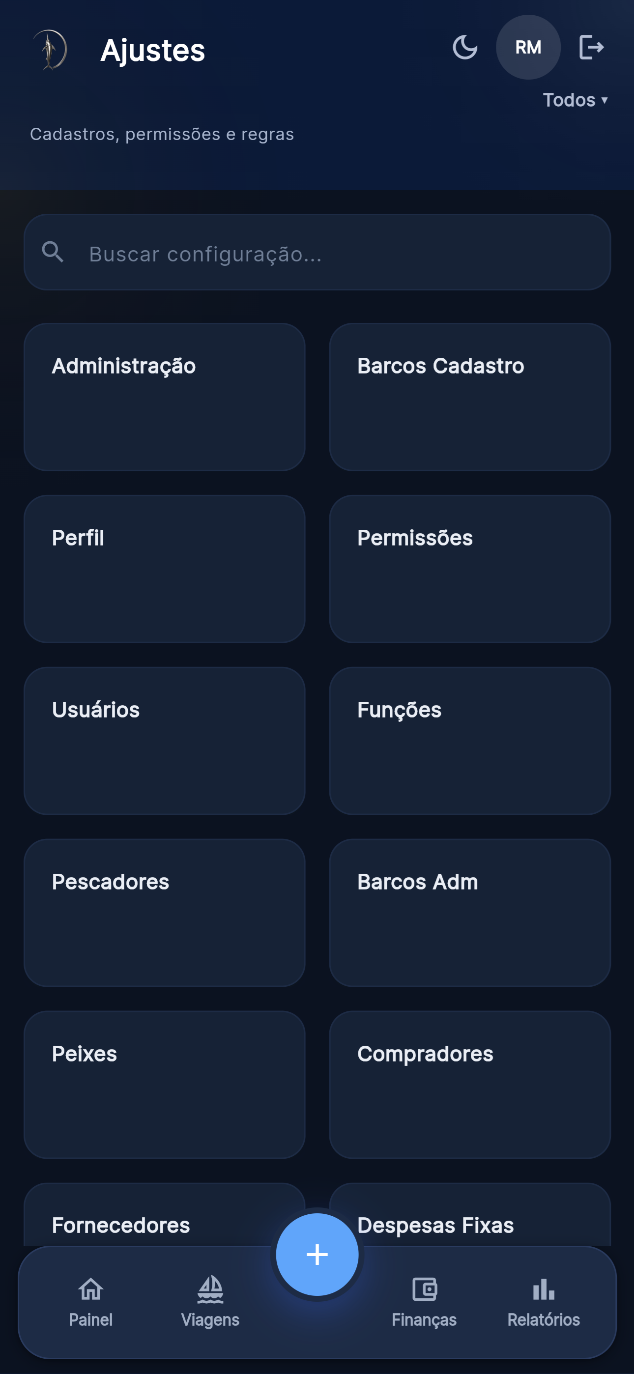 Ajustes e cadastros